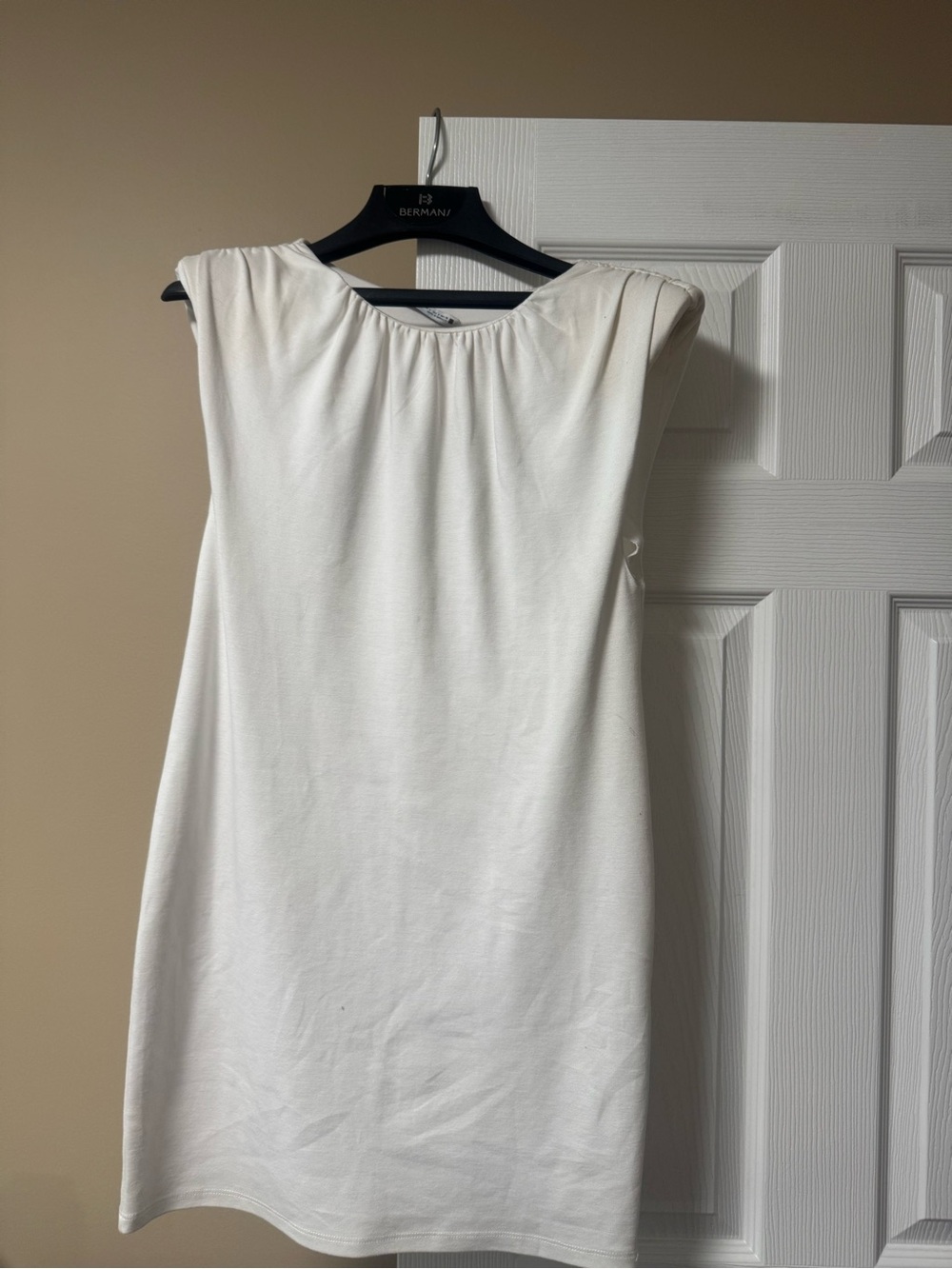 Zara Cream Sleeveless Shift Mini Dress